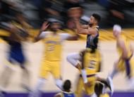 Stephen Curry of the Golden State Warriors attempts a layup
